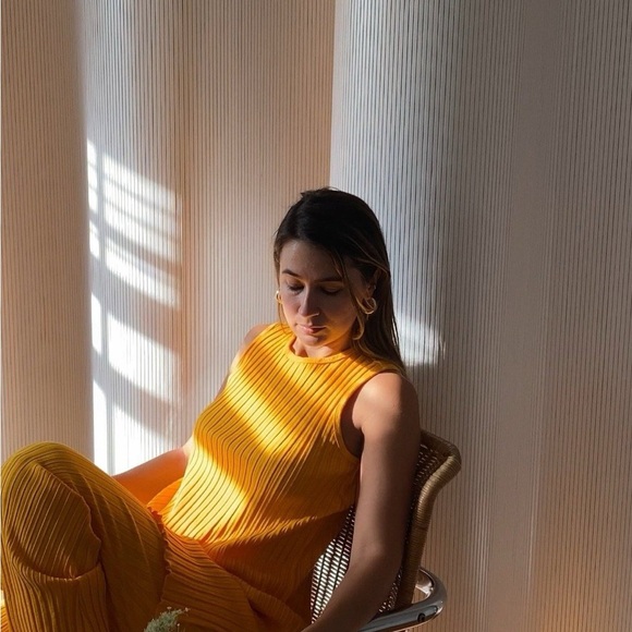 Simon Miller Ribbed Yellow Top and Pants Set - size small - Picture 2 of 5